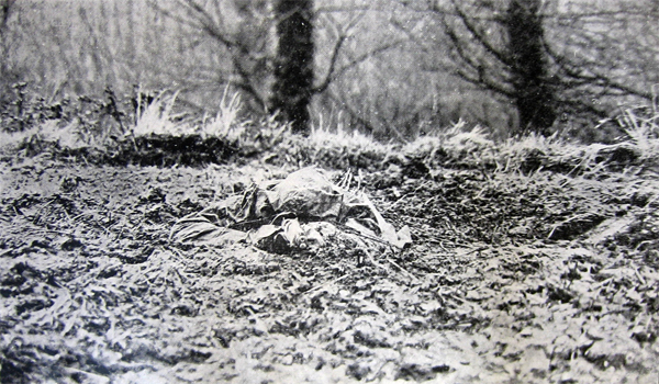 Sniper's robe on a 6ft. 4in. man in the open, Hawkins position. Distance from camera, 8 yards