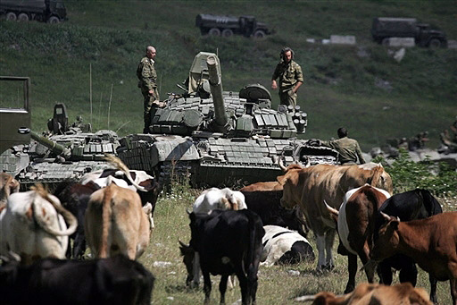 Russian tank on border of South Ossetia