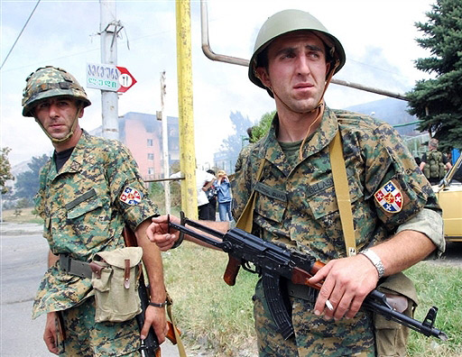 Georgian military patrol in Gori