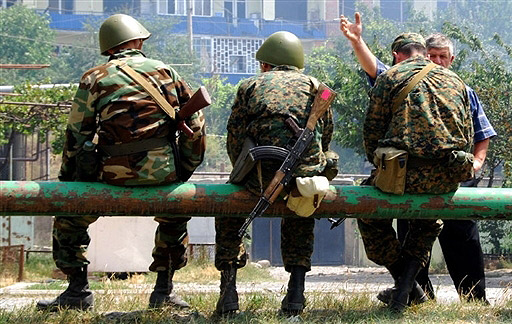 Georgian soldiers in Gori 