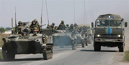 Column of the Russian army in Beslan