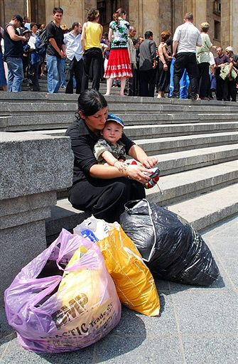 Georgian refugees from South Ossetia in Tbilisi