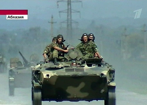 Russian airborne troops on Abkhazian highway