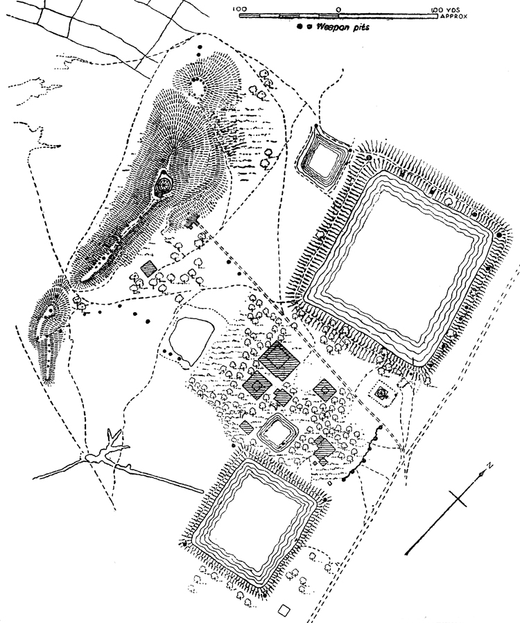 example of a defended locality consisting almost entirely of unlinked weapon pits