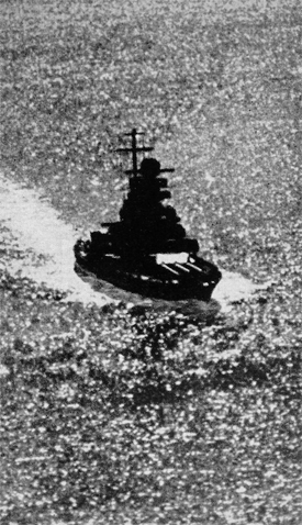 Admiral Scheer in 1941 as seen from Scheer's Arado seaplane 