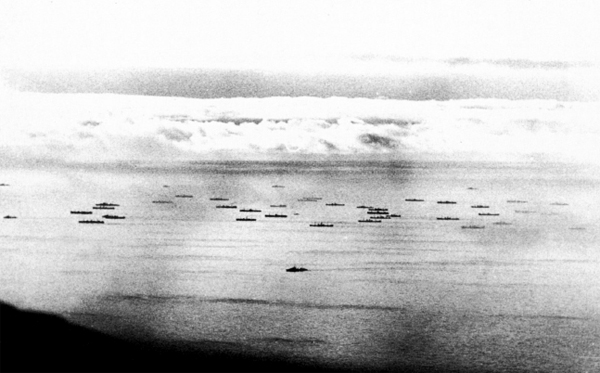 Convoy ártico PQ-17, fotografiado desde el avión de reconocimiento alemán, julio de 1942