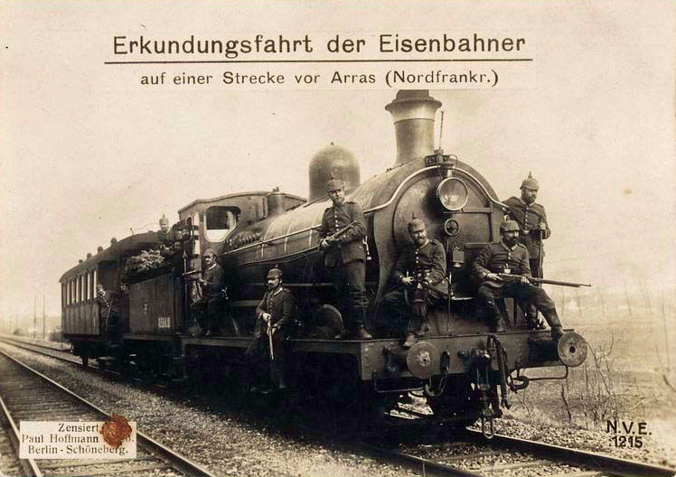 German railway troops explore stretch of the railroad near Arras (Northern France)