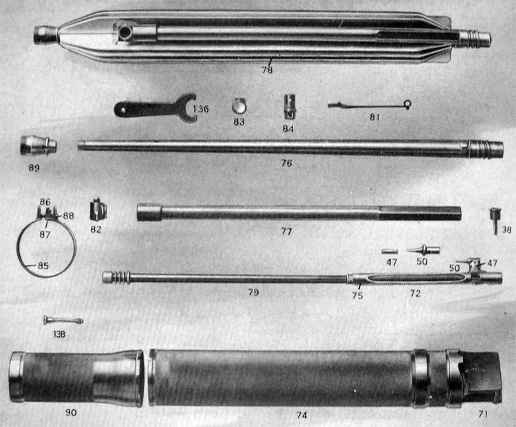 PLATE 2.—Gun Parts: Barrel Group and Operating Rod
