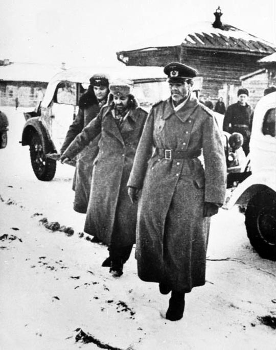 January 31, 1943, Beketovka, near Stalingrad. Captured German generals before meeting with commander of the 64th Soviet Army general N. Shumilov